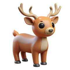 Cartoon cute deer animal 3d illustration isolated on the transparent background