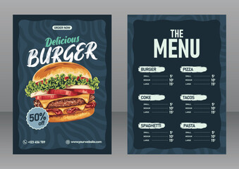 A4 Delicious Burger Poster Menu For Marketing Purposes, Food Poster, Food Banner, Food Flyer, Restaurant Food, Restaurant Poster, Restaurant Banner, Restaurant Flyer