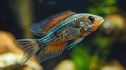 Fototapeta premium aquarium fish, colorful, tropical, water, vibrant, swimming, aquatic, species