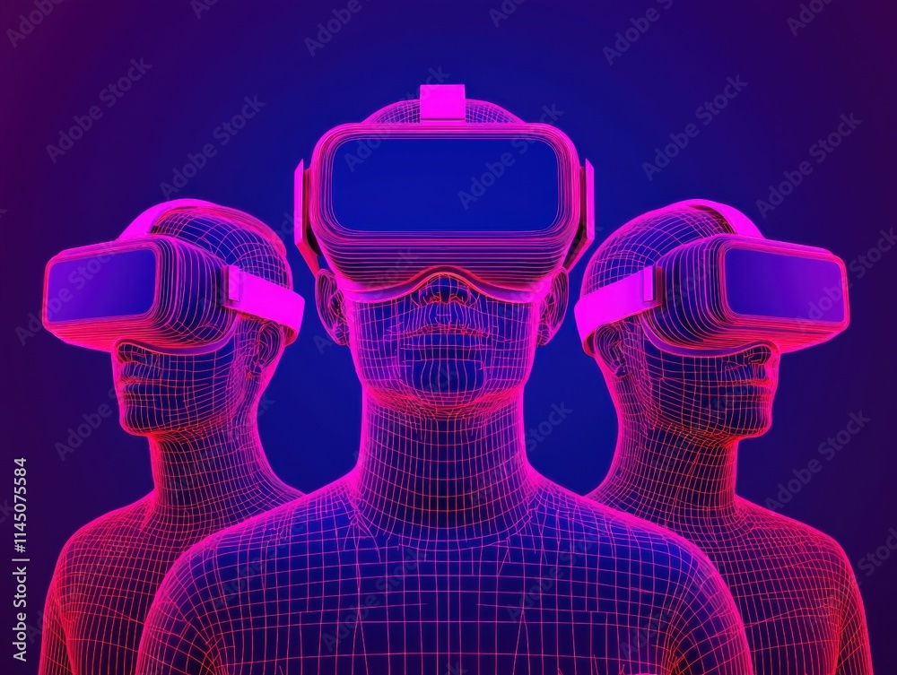 Aufkleber Startup team exploring metaverse using vr headsets: embracing virtual collaboration