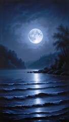 full moon over the sea