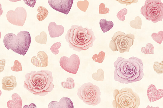 Cute hearts seamless pattern, and lovely romantic background, great for Valentine's Day, Mother's Day, weddings, textiles, wallpapers, banners