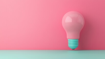 Pink lightbulb floating on a pastel background symbolizing creativity