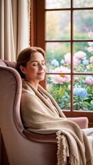 woman relaxing on sofa