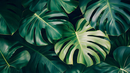 Fototapeta premium Tropical palm leaves swaying in the breeze