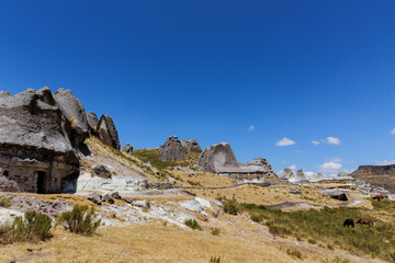 Fototapeta premium Pampachiri Stone Forest in Andahuaylas Peru. It is a spectacular rocky landscape in pointed or mushroom shapes, product of the eruption of the Qarwarasu and Sotaya volcanoes. 