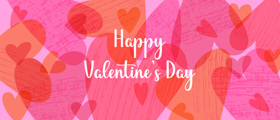 Creative concept of Happy Valentines Day background. Modern abstract design with creative hearts. Template for celebration, branding, banner, cover, poster, sales.