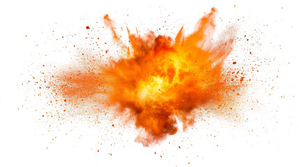 fiery explosion with sparks and glowing particles isolated on transparent background