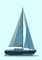 blue isolated sailing yacht isolated vector

