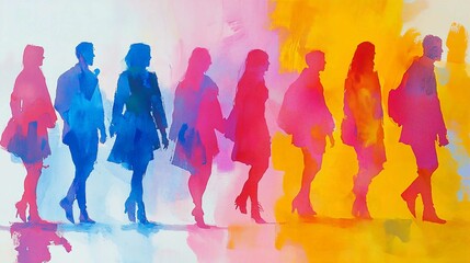 Dynamic Vector Illustration of Silhouetted People Dancing at a Disco Party