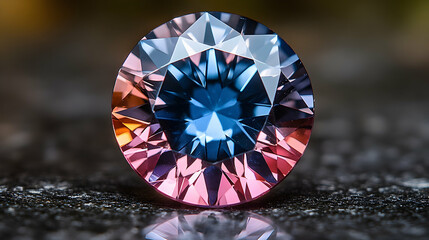 Colorful gemstone with intricate facets.