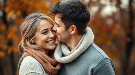 Fototapeta premium couple in autumn park