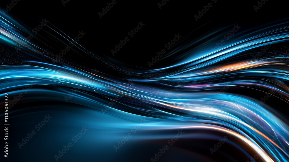 Poster swirling blue and black waves create a dynamic abstract pattern in a tranquil environment