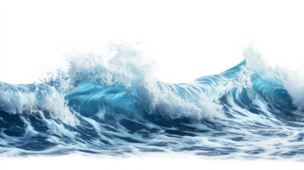 Rippling ocean waves with detailed texture isolated on transparent background