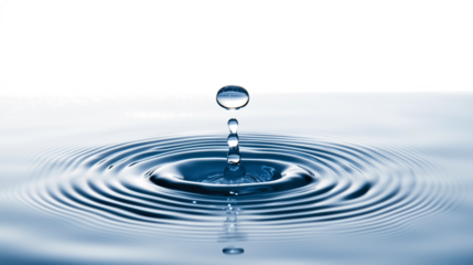 water droplet creating concentric ripples on surface isolated on transparent background