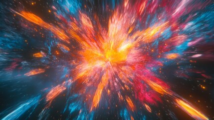 Vibrant cosmic explosion with vivid colors in abstract art
