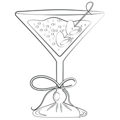 original icon of a martini glass, drink in it and berries and a heart shape in it
