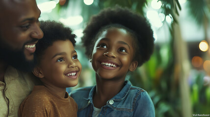 Close-up of a cheerful African American family, smiling and enjoying precious moments together, radiating love and joy in their connection