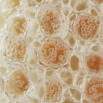 A highly detailed microscopic view of adipose tissue