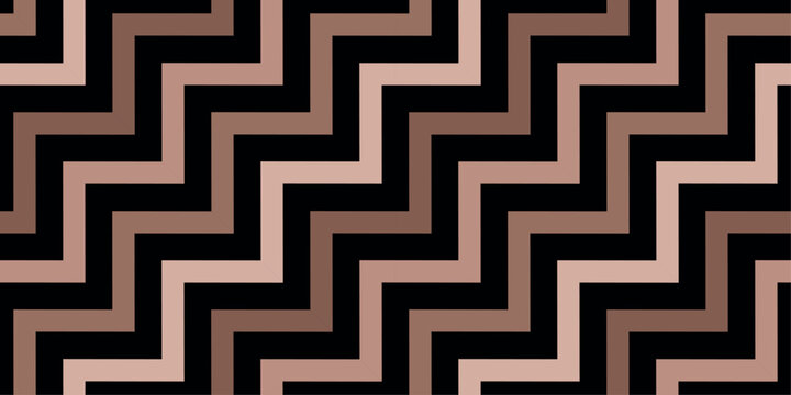 Seamless mocha mousse color stair zigzag pattern on black background