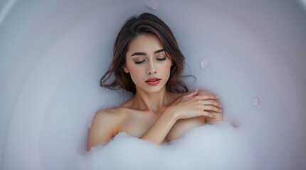 Naklejka premium woman in a bubble bath