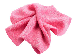 Clean pink microfiber cloth isolated on white