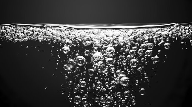 Realistic fizzy bubbles in water from effervescent tablet pill. transparent fizz bubbles of sparkling water or soda drink fizzy gas bubbles. Effervescent. Illustration