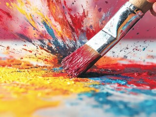 Fototapeta premium A vibrant splash of paint from a brush, showcasing creativity and art.