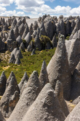 Pampachiri Stone Forest in Andahuaylas Peru. It is a spectacular rocky landscape in pointed or mushroom shapes, product of the eruption of the Qarwarasu and Sotaya volcanoes. 