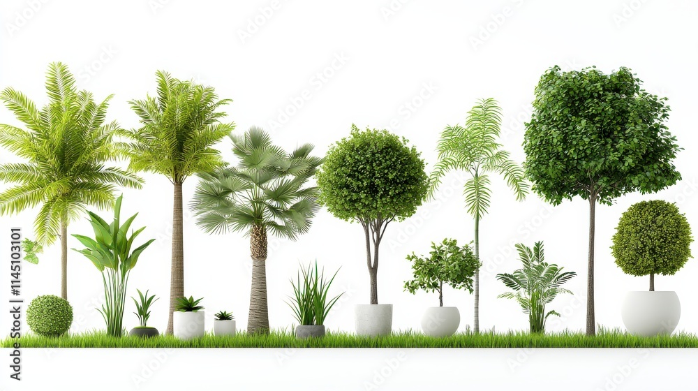 Poster showcasing tropical shade trees in two standard displays nature exhibition urban environment aesthet