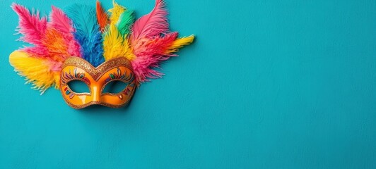 Fototapeta premium Colorful mardi gras mask display studio photography vibrant background close-up celebration theme