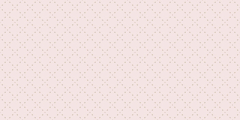 Golden vector minimalist seamless pattern. Subtle minimal geometric texture. Simple light pink and gold abstract background with small dots, lines, grid. Elegant repeated design for wallpaper, decor