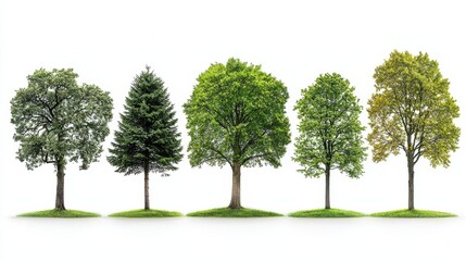 Obraz premium Exploring varieties of oak trees displayed in two rows a botanical showcase in a natural setting for educational purposes