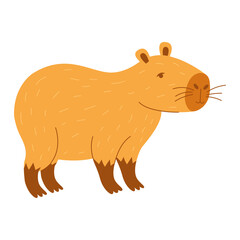 Cute capybara. Cartoon characters flat style vector illustration. 