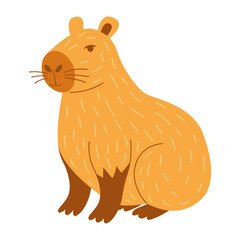 Cute capybara. Cartoon characters flat style vector illustration.