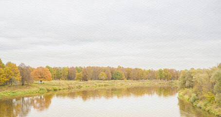 Calm river with trees on both sides