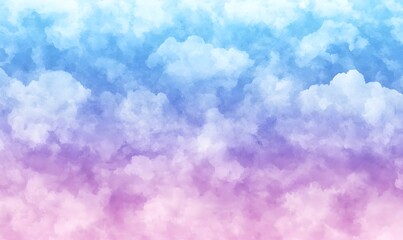 Fototapeta premium Dreamy pastel sky gradient with fluffy clouds.
