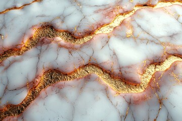 An Stock abstract marble background in pink, white, and gold, perfect for a wedding invitation.