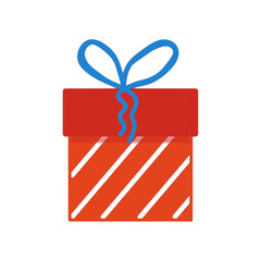 Box with ribbon, gift in a package, bright color picture, transparent background.