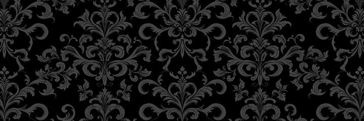 Elegant damask seamless pattern with intricate floral motifs and ornate details, design, texture
