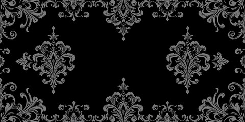 Intricate seamless gothic damask wallpaper design with dark floral motifs, wallpaper, design, gothic