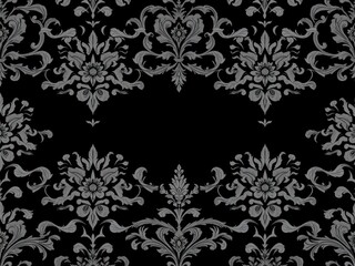 Luxurious black charcoal floral wallpaper pattern with intricate design and elegant appeal, opulent, intricate, charcoal