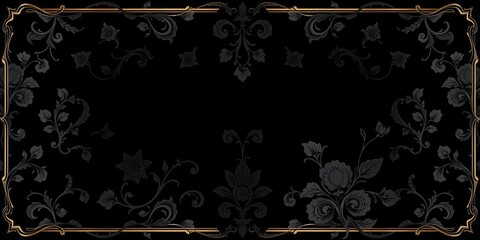 Luxurious black charcoal floral wallpaper with intricate botanical design, wallpaper, artistically crafted, vintage