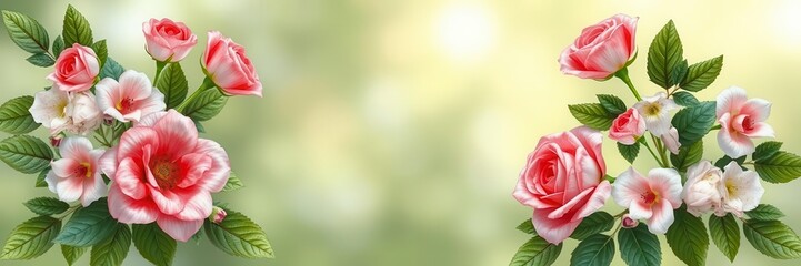 Rose flower with delicate green leaves creating a perfect frame, nature, leaves