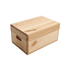 Simple wooden box isolated on a transparent background.