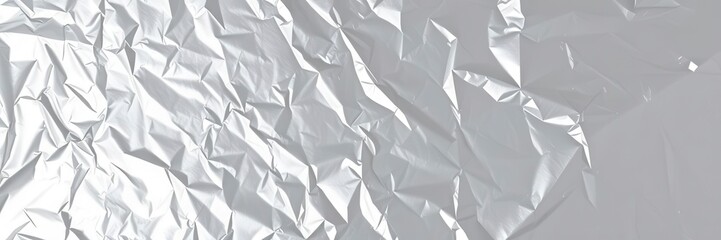 Obraz premium Shiny silver metallic foil texture with wrinkled effect, surface, background