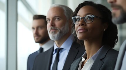 Fototapeta premium Confident business team looking towards future success.