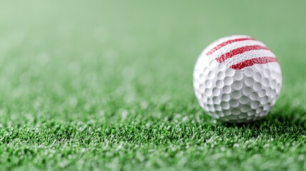 Patriotically designed golf ball on green.