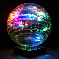 Obraz premium New Year Vibes: Disco Ball with Multicolored Lights