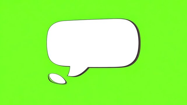 Speech bubble for text, pop up chat box, message box cartoon animated icon. Text box on Green Screen. Box style talk sign symbol with green screen template for explanation video. 4k video